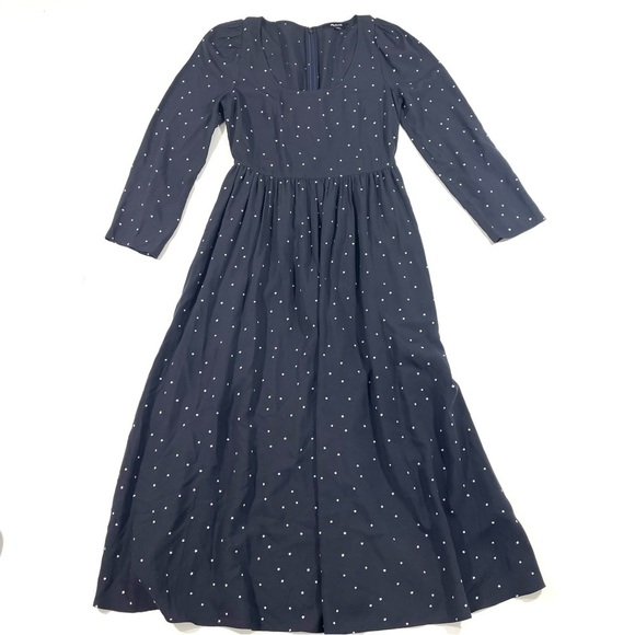 Madewell Alicia Long Sleeve Scoopneck Midi Dress Night Stars ND173 - Picture 3 of 9